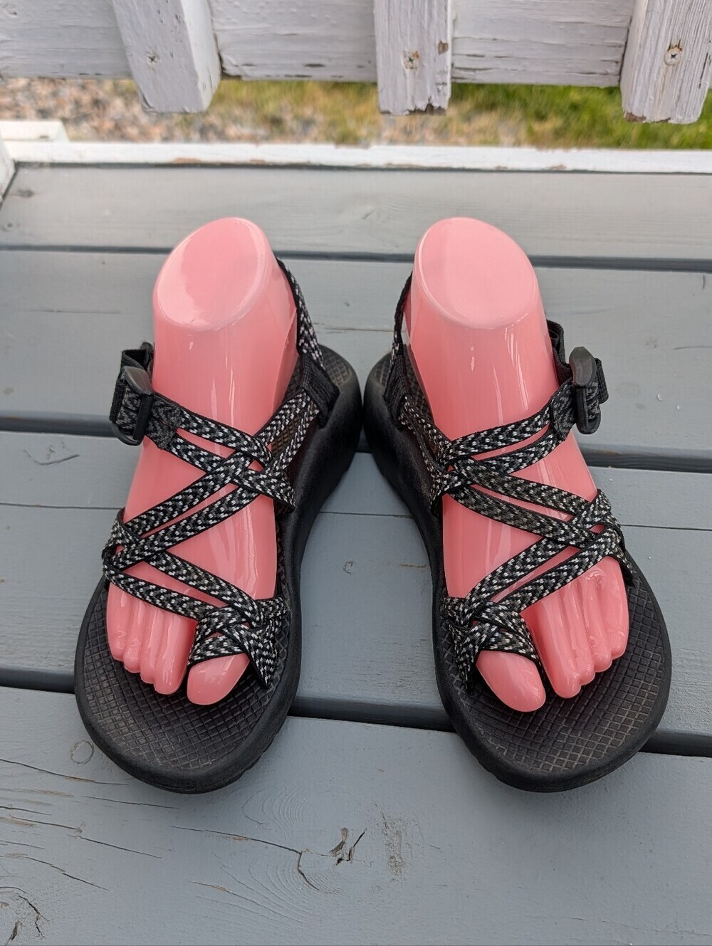 Chaco Women's Black Patterned Strap Sandals Size 7